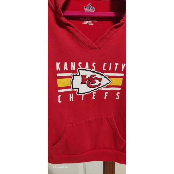 Majestic Fun Fashion Kansas City Chiefs Hoodie Size L Women NFL Red Mahomes - Picture 2 of 9